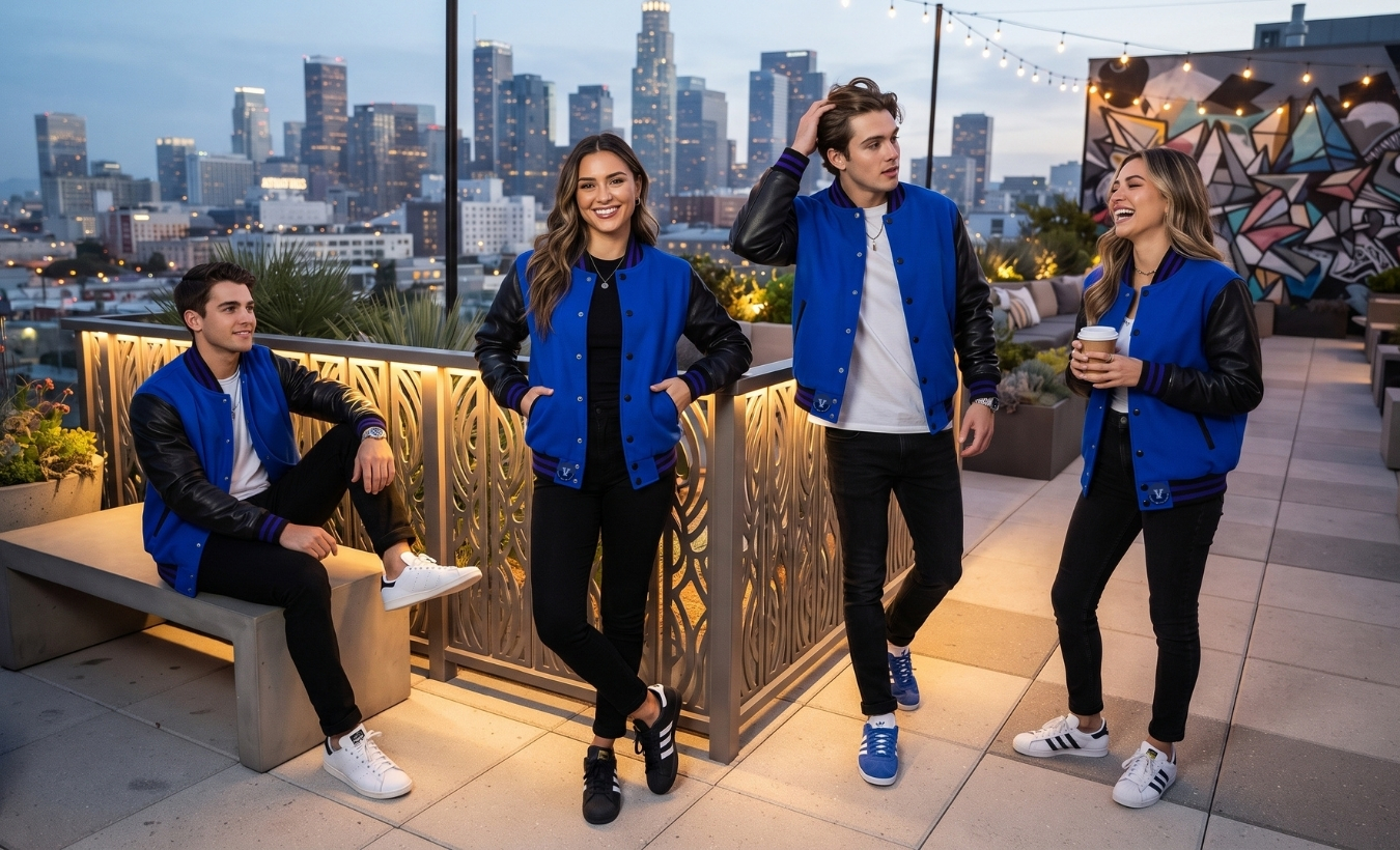 Varsity Jackets With Adidas Sneakers