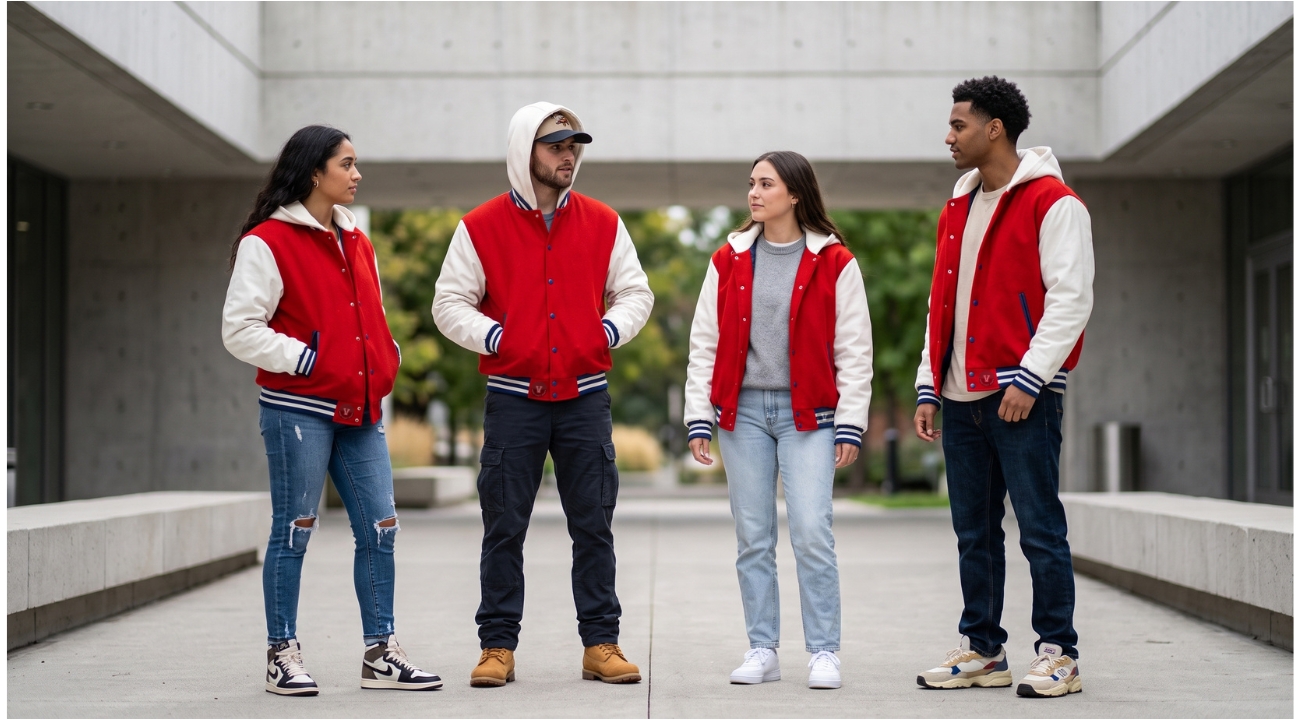 Varsity Jackets Wool Body Leather Sleeve