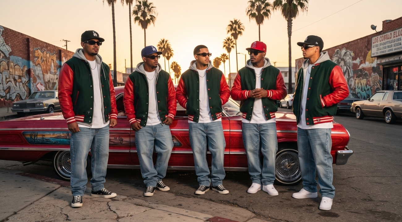 Varsity Jackets in Los Angeles Hip Hop Outfits