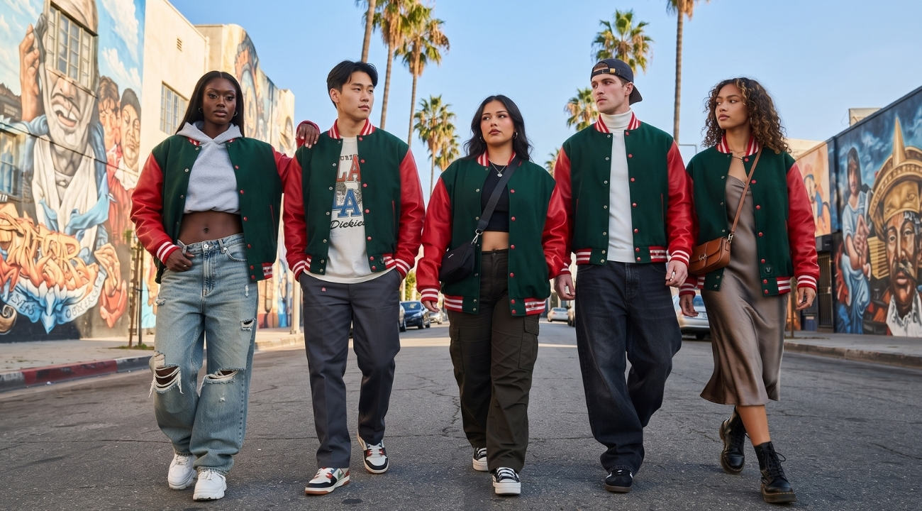 Varsity Jackets in Los Angeles Hip Hop Outfits