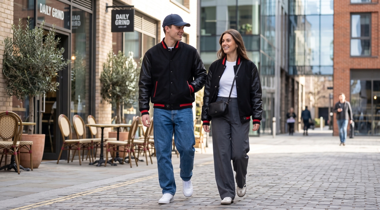 Wool Baseball Jackets With Leather Sleeves