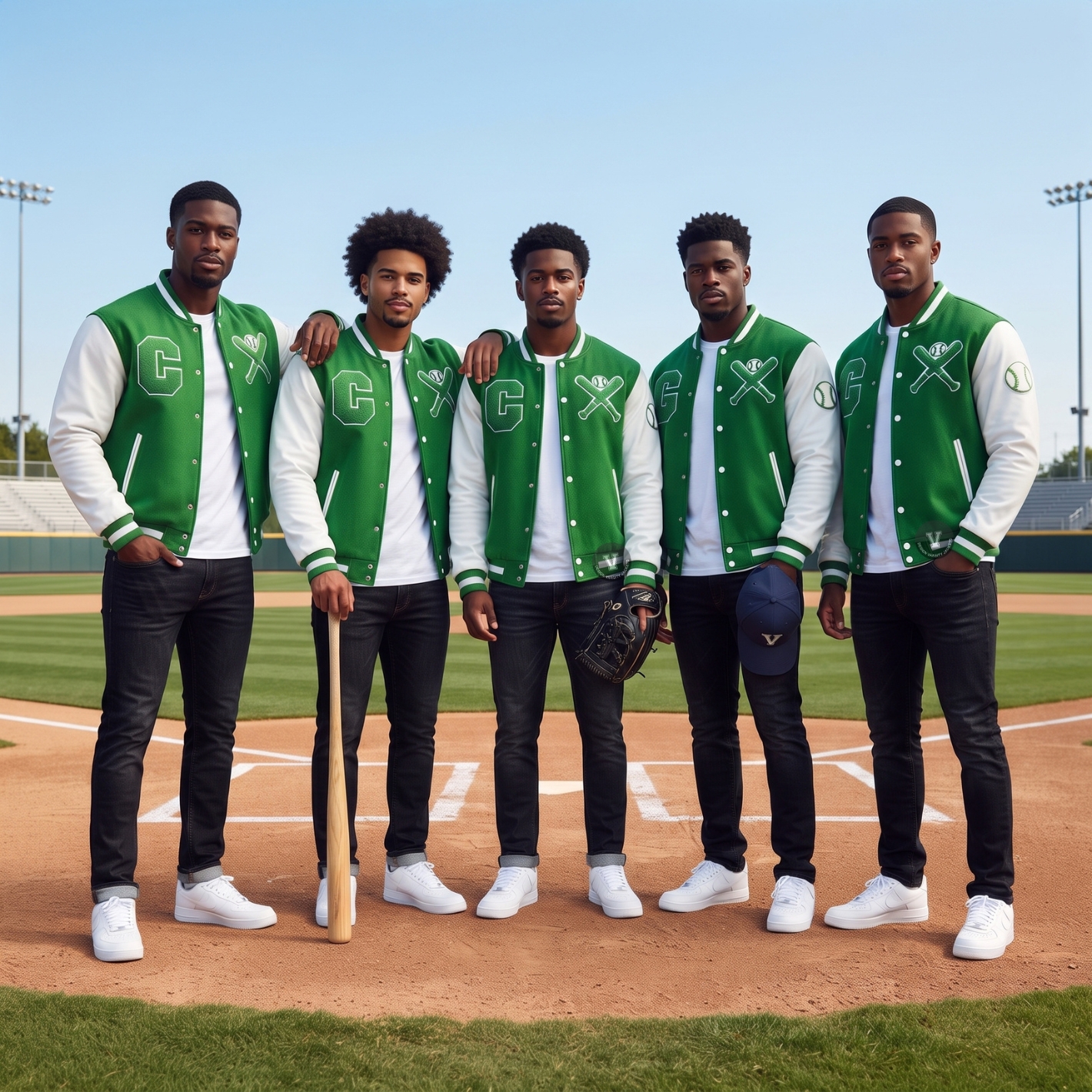 Green And White Baseball Jackets For Teams