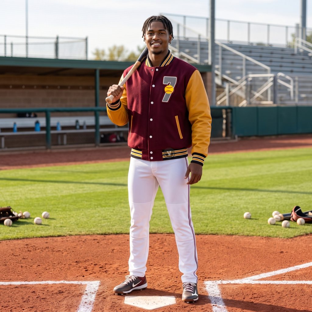 Mahroon Gold Baseball Jackets
