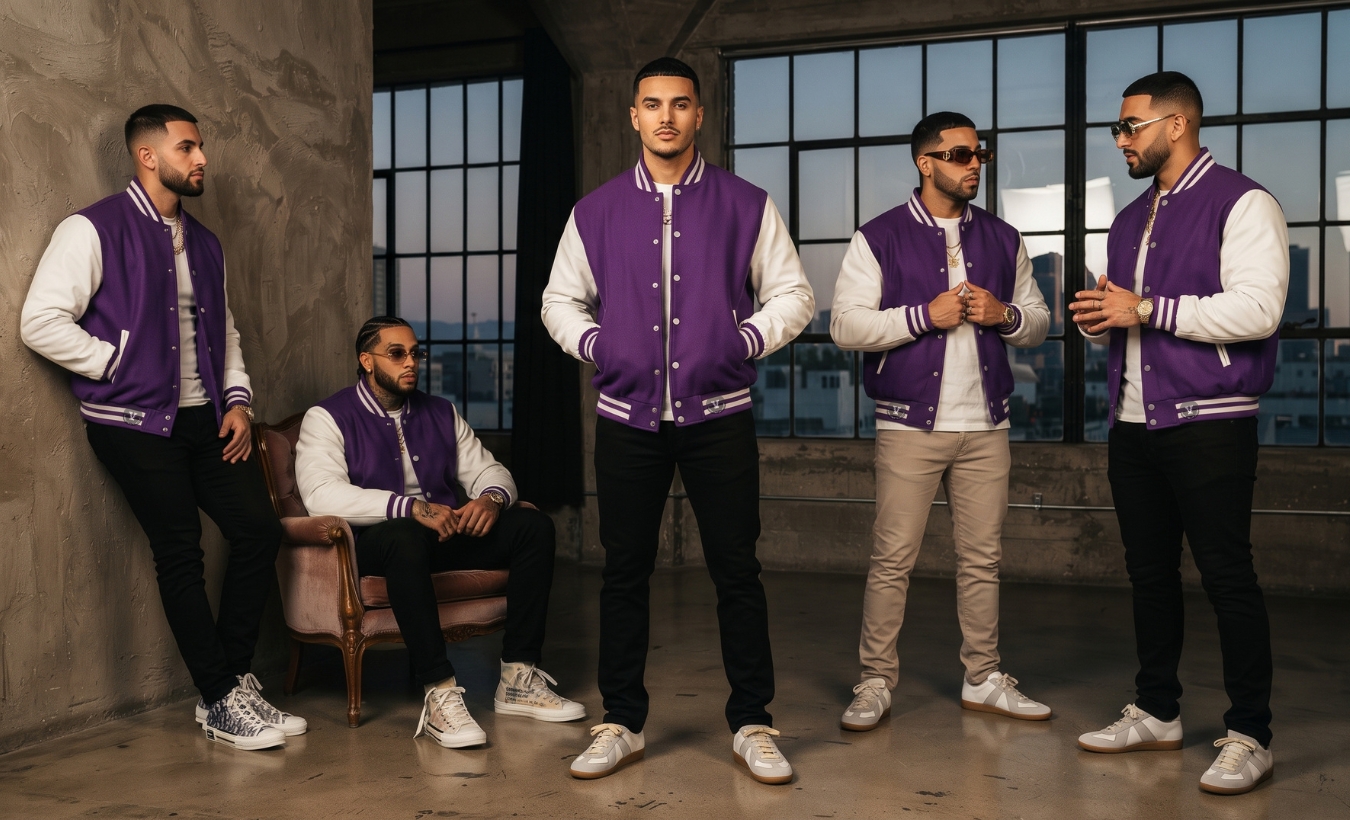 Men varsity jackets with Sneakers