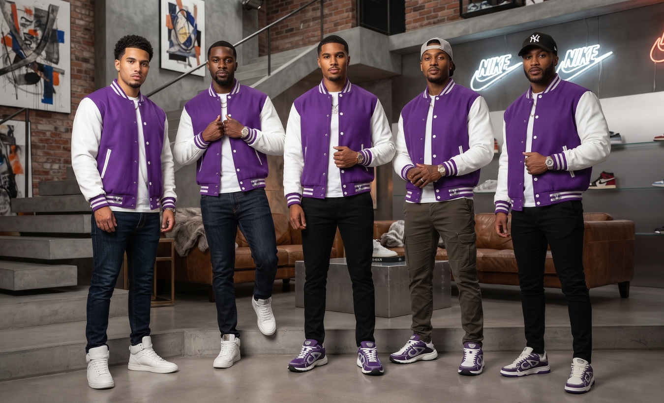 Men varsity jackets with Sneakers