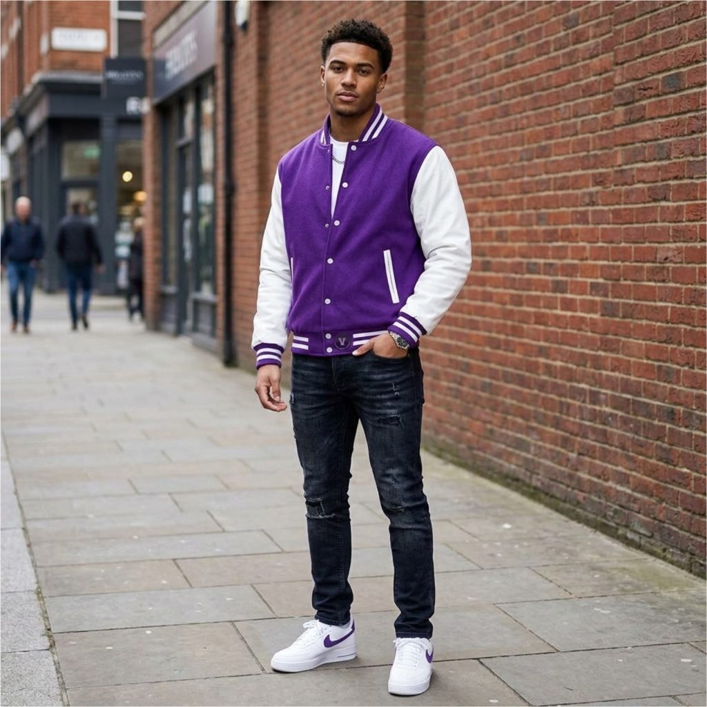 Men varsity jackets with Sneakers
