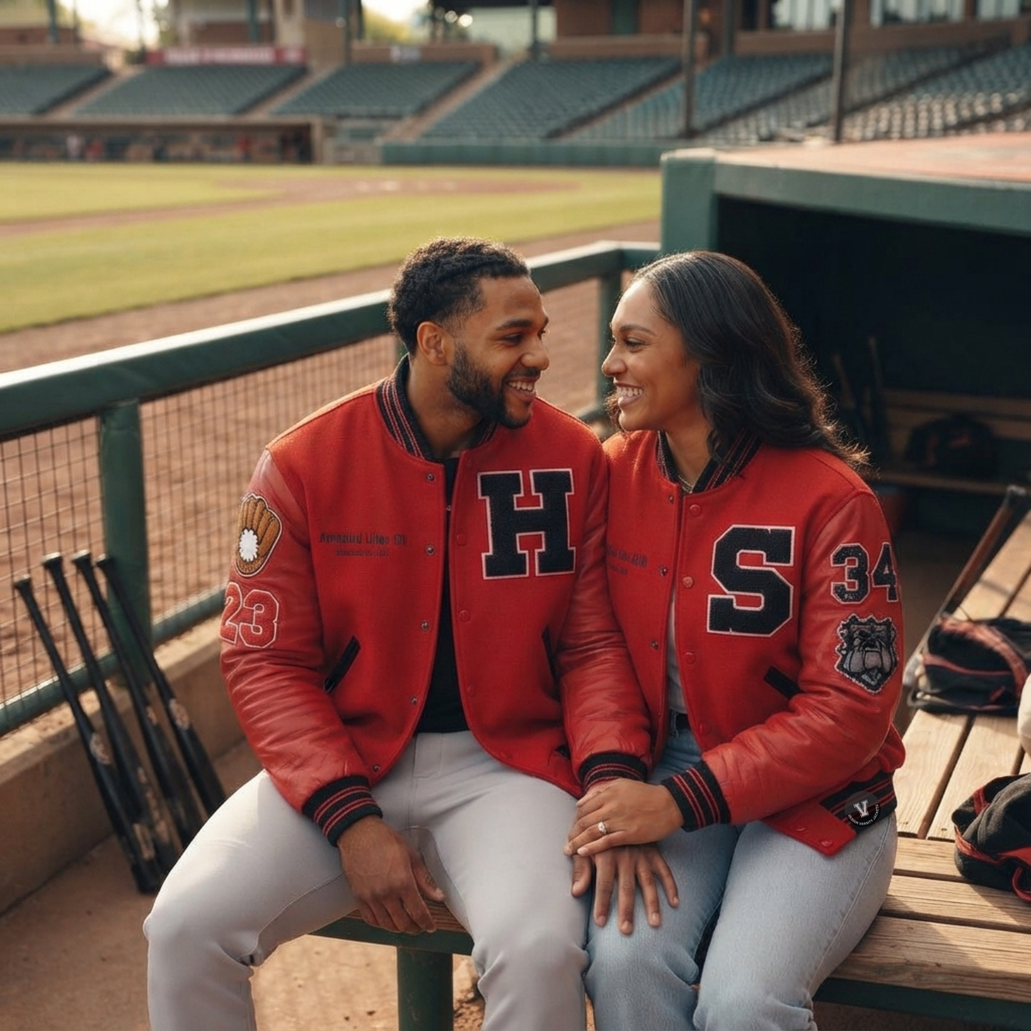 Red and Black Baseball Jackets for Couples