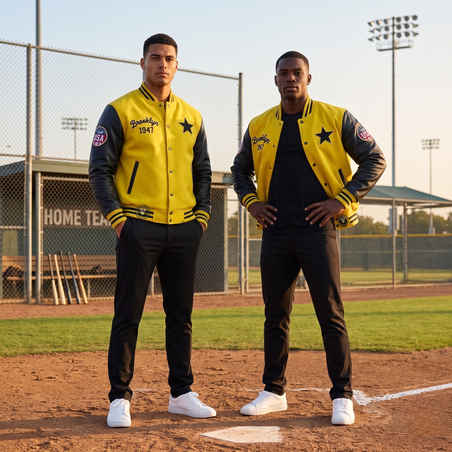 Yellow Baseball Jackets with Patches